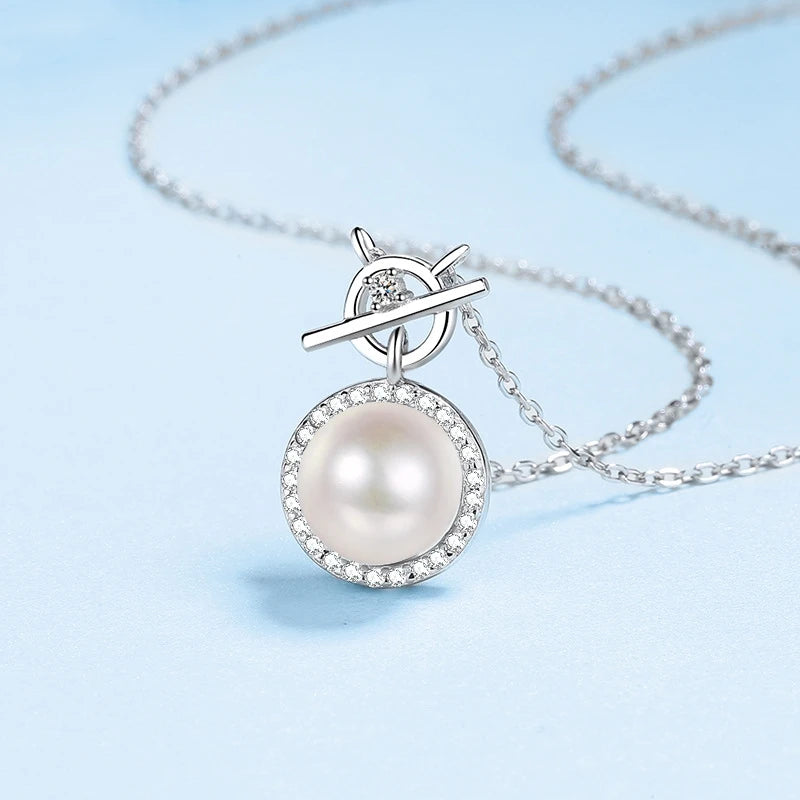 Valentine's Day PT950 Platinum Women Wedding 0.14CT Moissanite Diamond 8mm Pearl Natural Freshwater Pendant Girl Birthday Gift