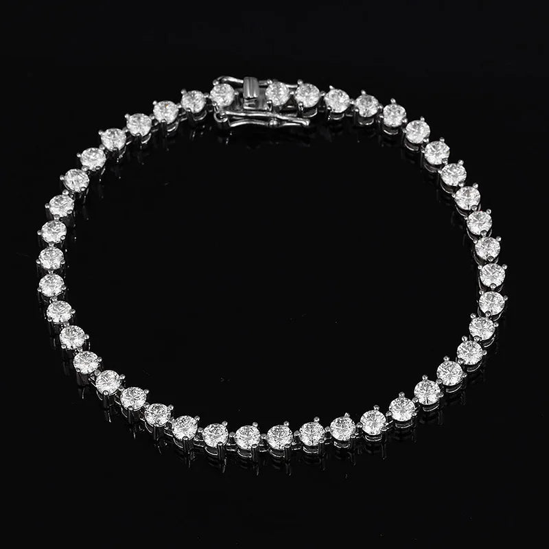 Zircon/Moissanite 3 Claws D VVS1 Tennis Bracelet for Women Full Diamond Luxury Chain S925 Sterling Silver Plated Platinum