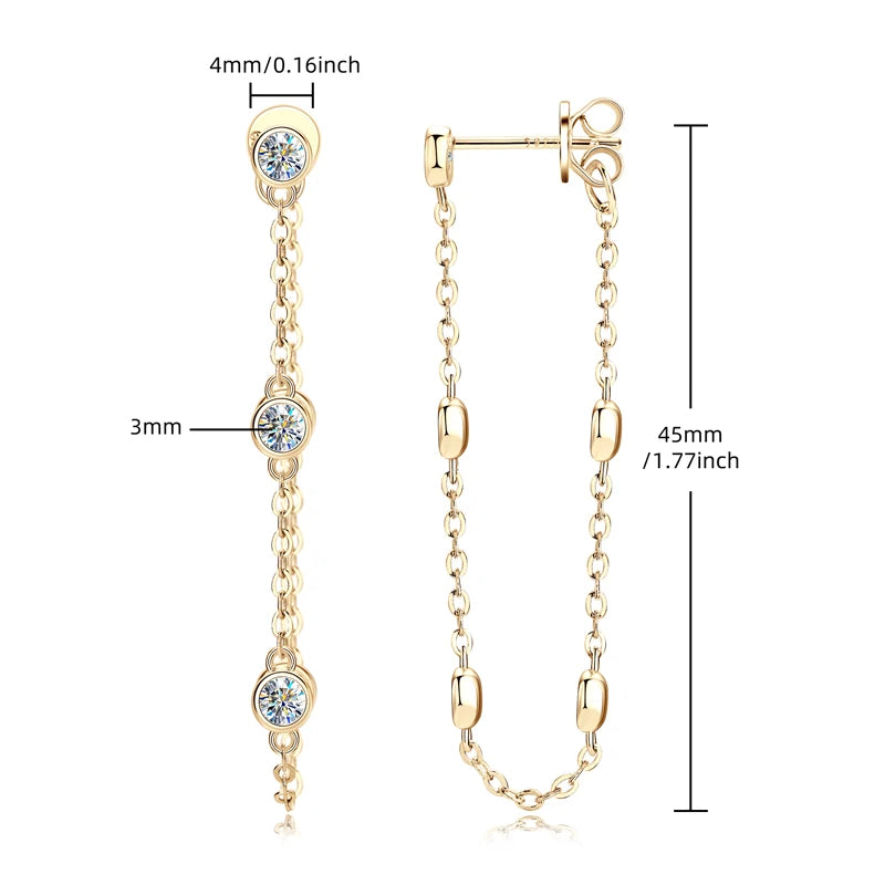 Exquisite Long Chain Tassel Earrings 925 Sterling Silver