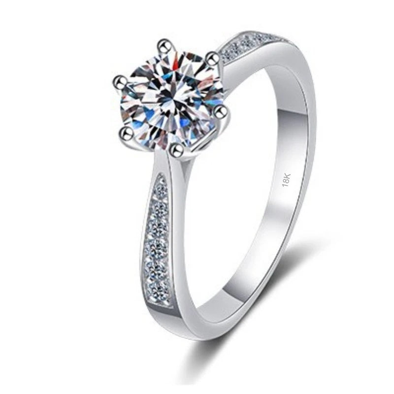 Women Engagement 18K White Gold Wedding Band 0.5/1/2CT VVS1 D Color Moissanite Diamond PT950 Platinum Girl Friend Birthday Gift