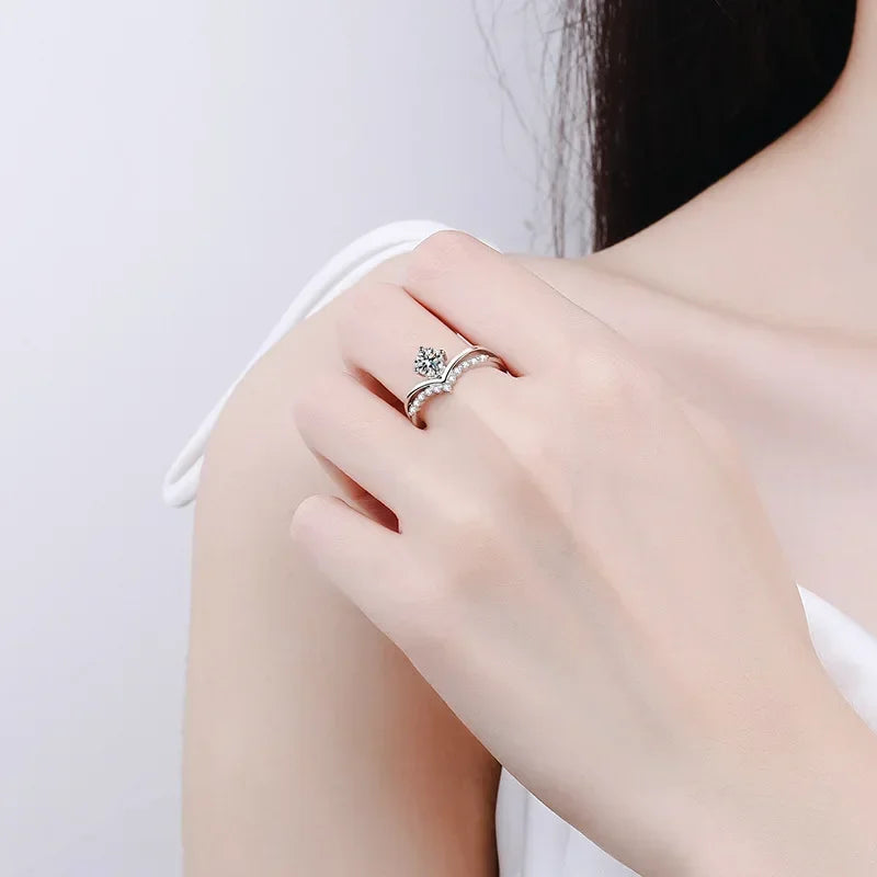 Engagement 18K White Gold Wedding Band Women Birthday Gift 0.5CT Moissanite Diamond Girl Valentine's Day PT950 Platinum Rings