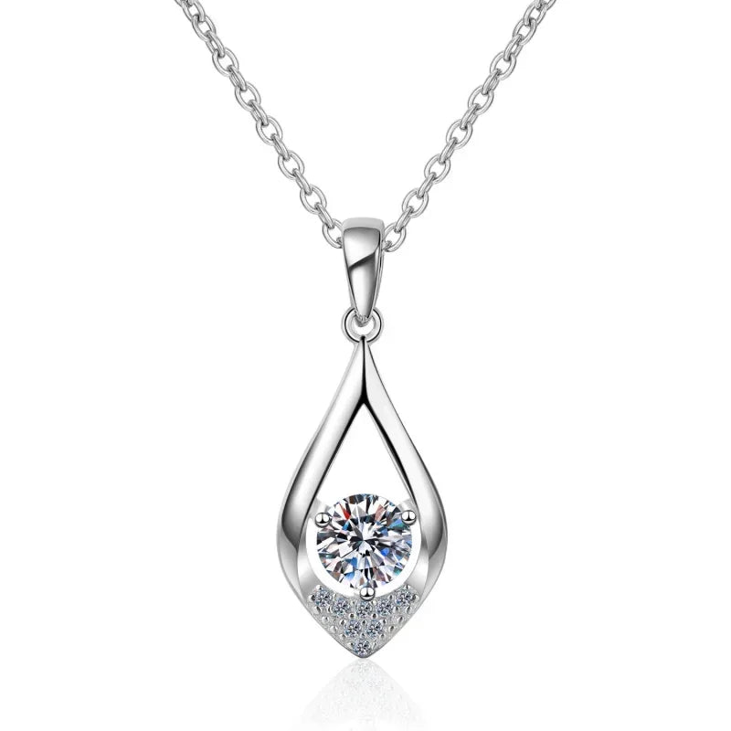 Lover Valentine's Day White Gold 18K Necklaces Women Wedding Moissanite Diamond 0.5CT Water Drop Pendant Girl Birthday Gift