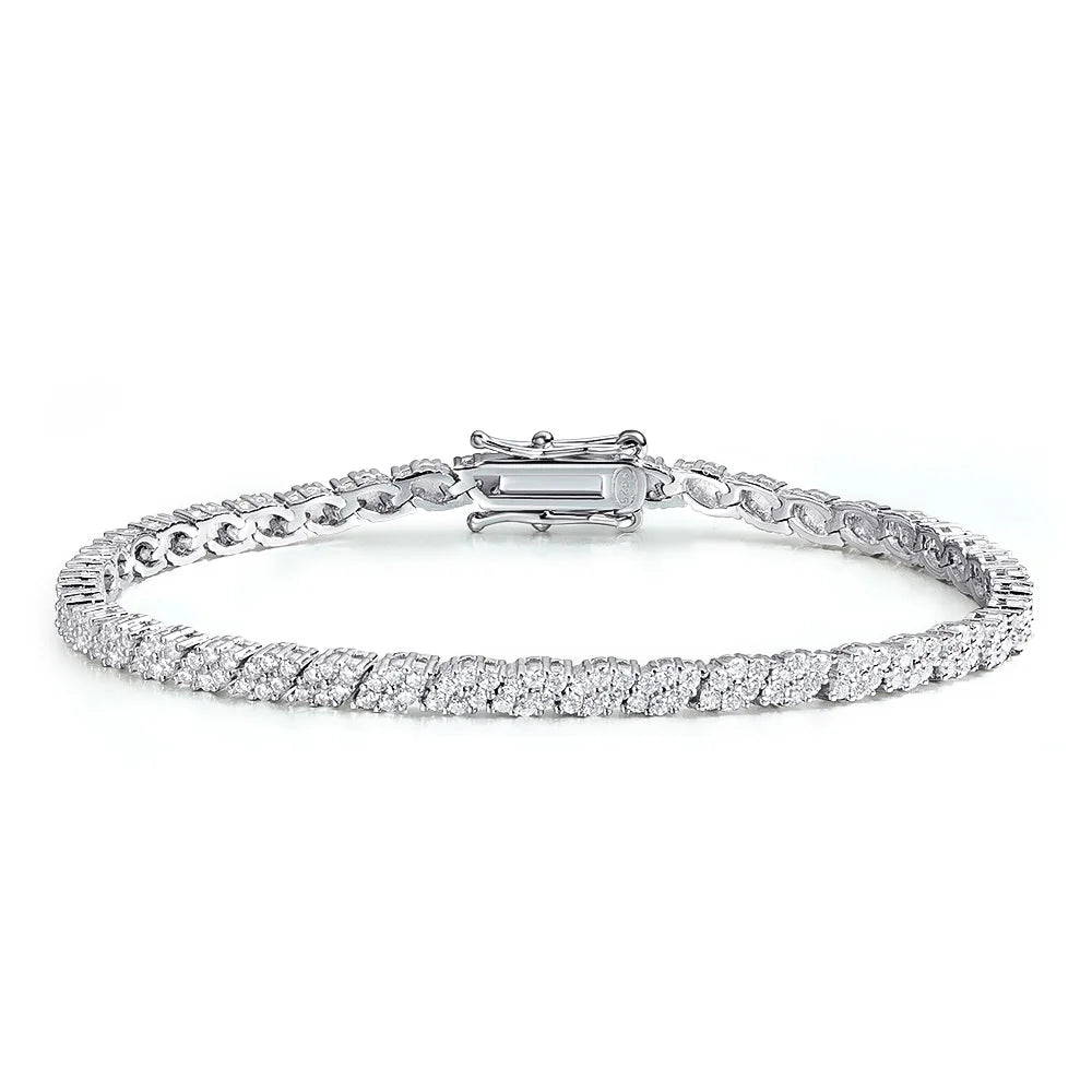 18K Plated All Moissanite Tennis Bracelet for Women Lab Created Diamond Chain 925 Sterling Silver Jewelry GRA
