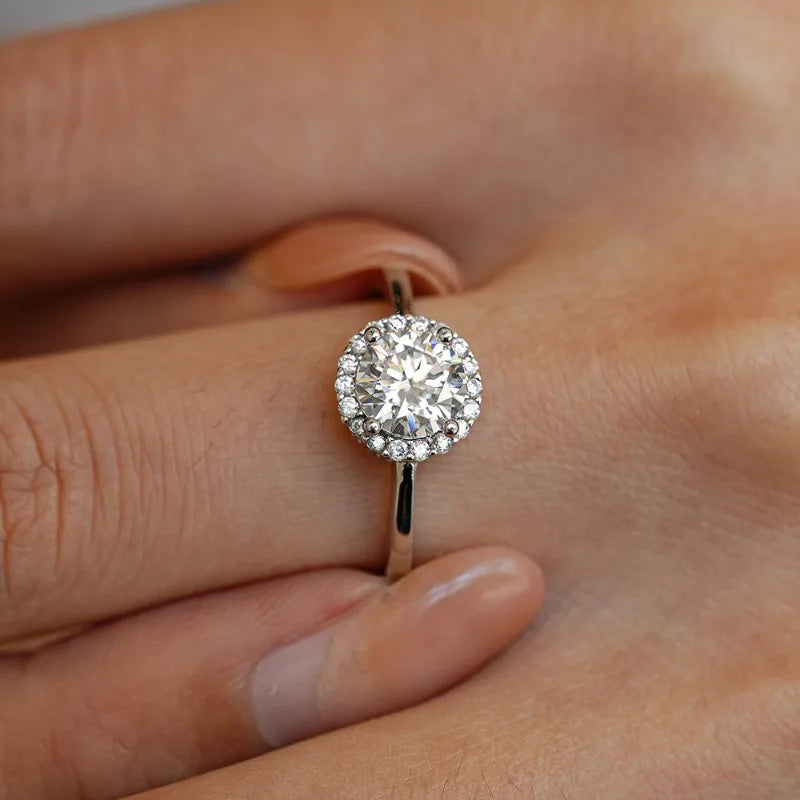 Wedding Band 18K White Gold Women Engagement Rings 1CT Moissanite Diamond Wife Birthday Gift PT950 Platinum Girl Valentine's Day