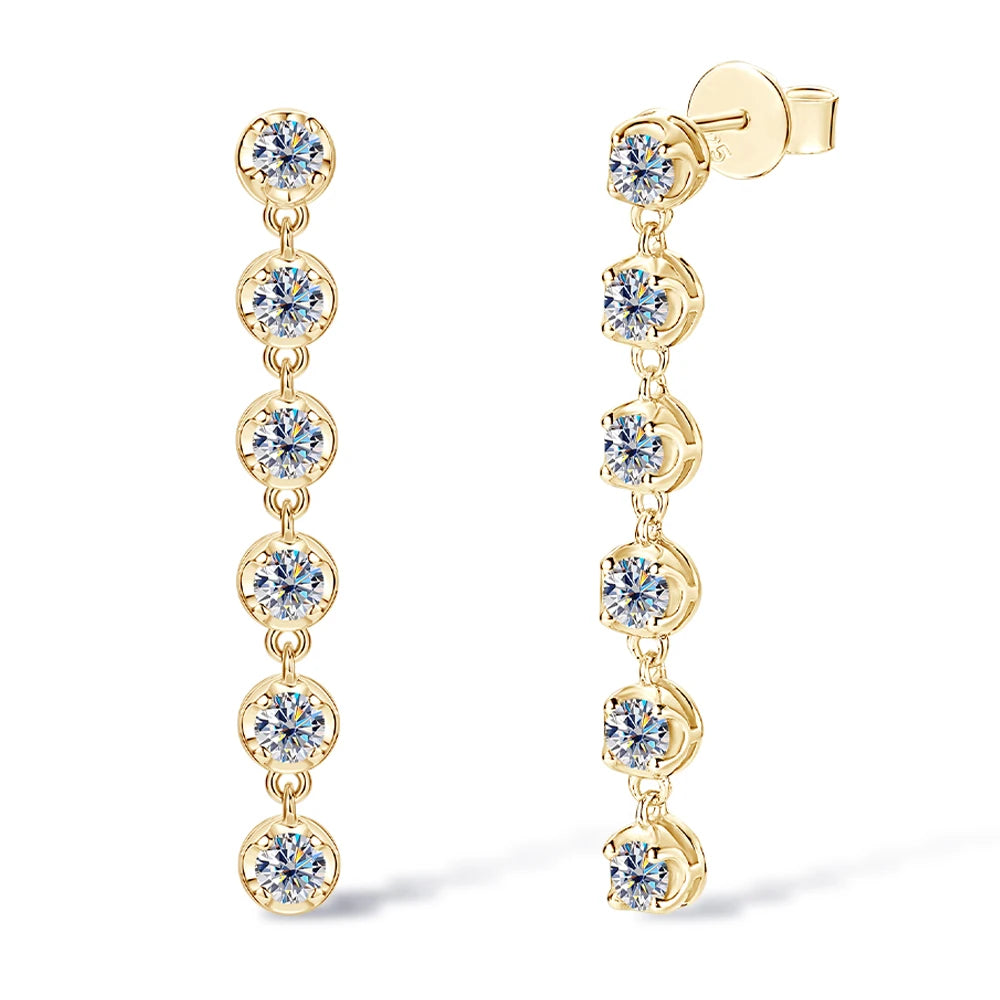 Full 3mm Moissanite Drop Earrings For Women GRA Certified Lab Diamond Solid s925 Silver Plated 18k Dainty Wedding Earring Gift