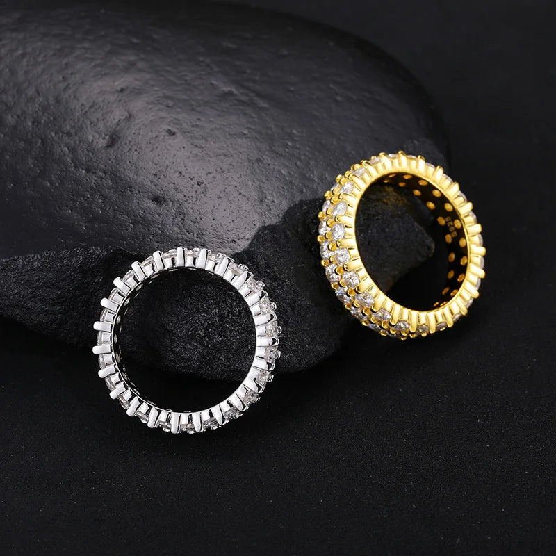 Moissanite Ring 925 Sterling Silver Plating Gold Color Men Women Wedding Bands Round 3mm