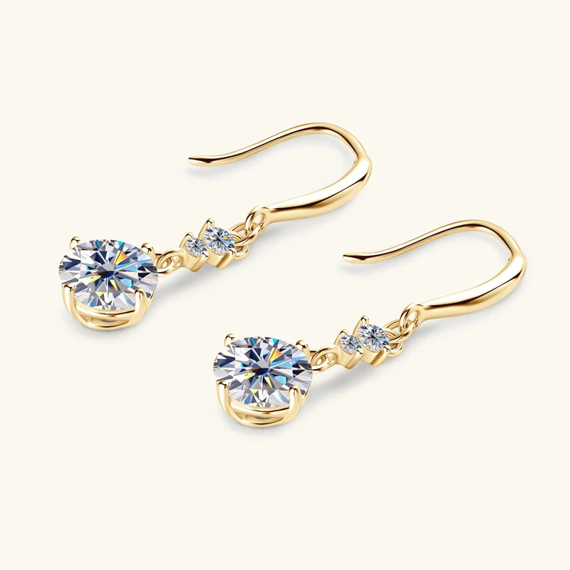 S925 Silver Moissanite Drop Earrings 1 Carat D Color VVS1 Moissanite Diamond