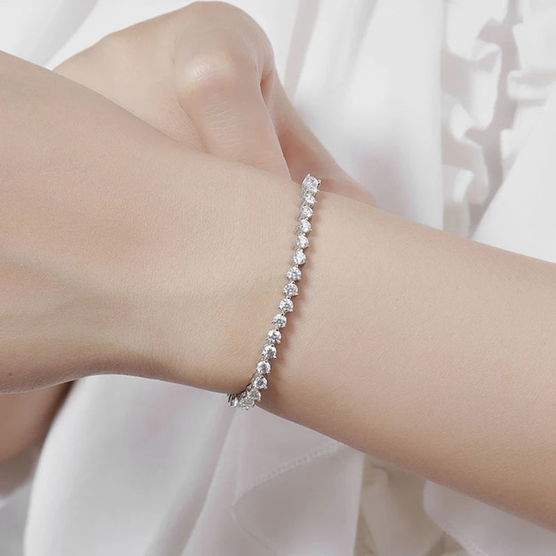 Moissanite Tennis Bracelet 3mm 4mm 5mm 3 Claw Lab Diamond Bracelet Chain s925 Sterling Silver Bracelets for Women Man