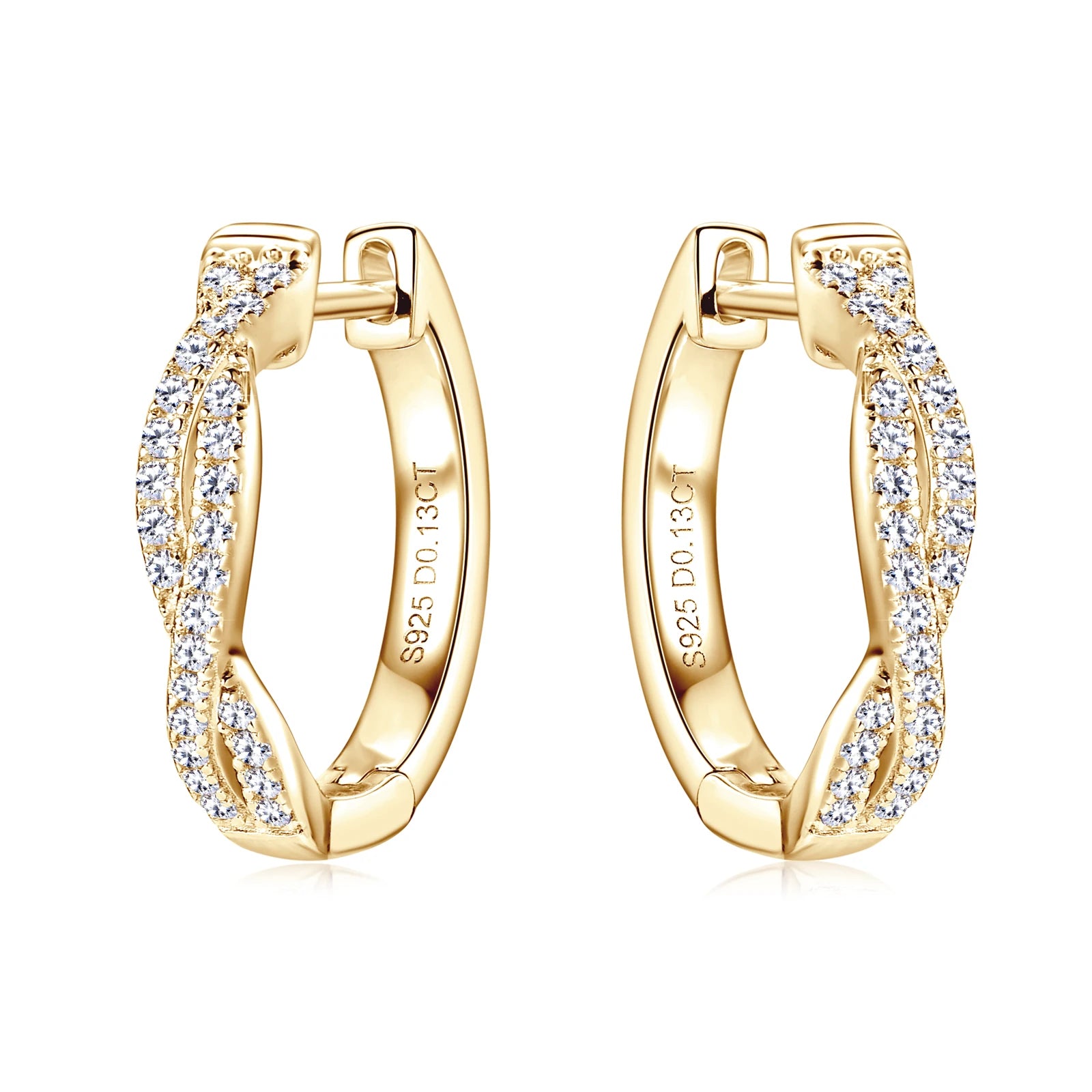 14K Gold Plated Hoop Earrings for Women Real S925 Sterling Silver Moissanite Diamond Earrings Trend Fine Jewelry Gift