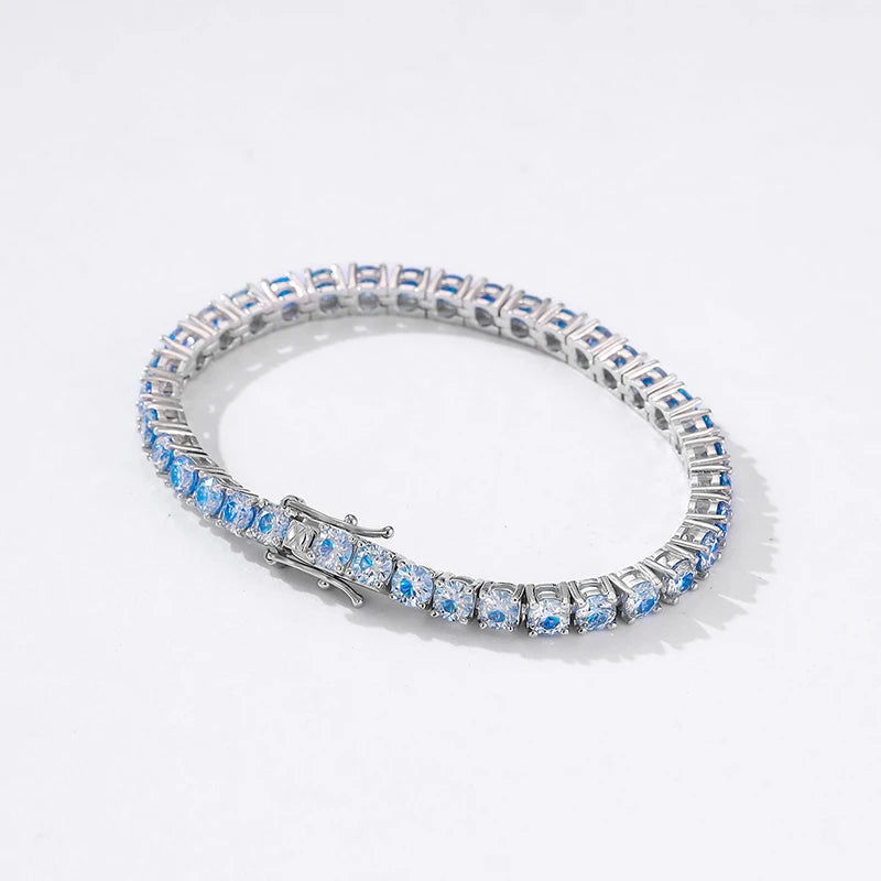 Pink Moissanite Tennis Bracelets for Women Men Pass Diamond Test 100% S925 Sterling Silver Jewelry  3/4/5/6.5MM