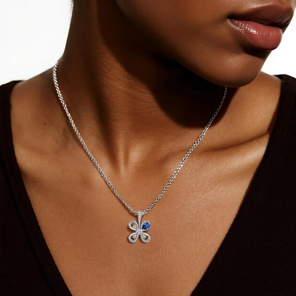 Moissanite Necklace With Certificate Pendant For Woman 100% Silver 925 Lucky Charms Fine Jewelry