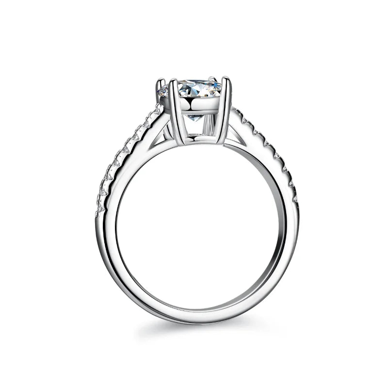 Moissanite Engagement Ring Cushion Cut 2 Carat 925 Sterling Silver Rings For Women