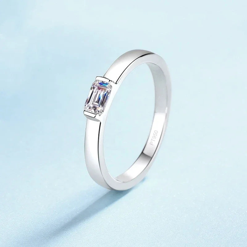 Daughter Adult's Day Platinum PT950 Women Wedding Band Moissanite Diamond 0.5CT Rings Girlfriend Birthday Gift Fine Jewelry