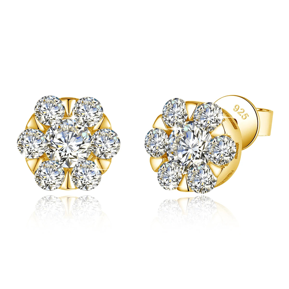 Yellow Gold Flower Moissanite Earrings Trending Jewelry