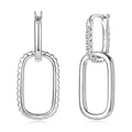 925 Sterling Silver Paperclip Earrings 1.4mm Full Moissanite Hoop Earring for Women Plated 18k Wedding Jewelry GRA