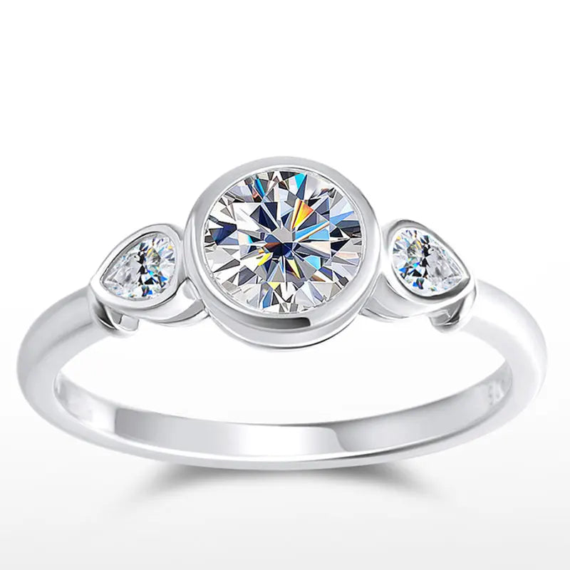 Moissanite Engagement Ring - D VVS1 S925 Silver 3-Stone