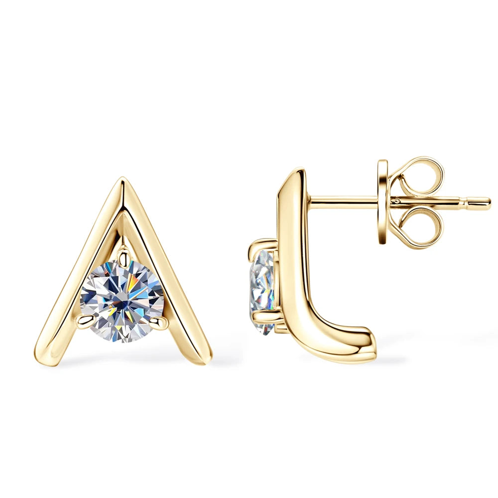 Stud Earrings for Women 925 Sterling Silver Plated 14k Jewelry GRA Certified 0.5CT Moissanite Lab Created Diamond Ear