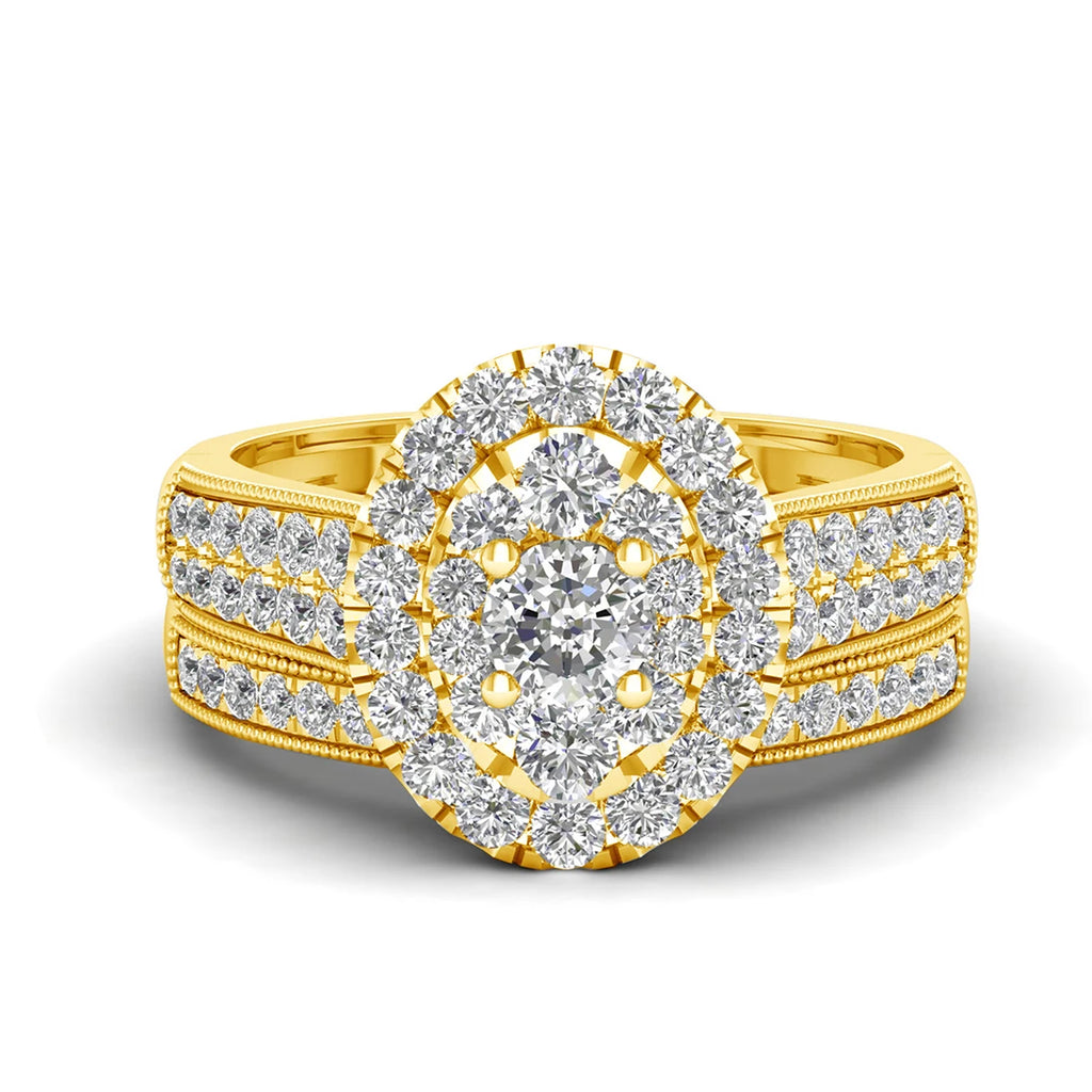 Moissanite Engagement Rings Set Bridal Jewelry 2PCS