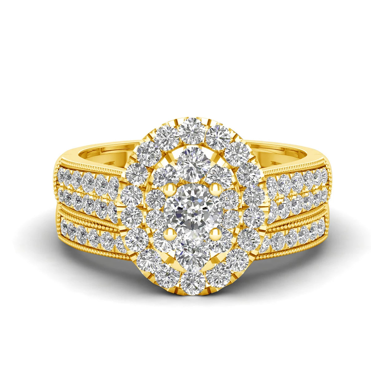Moissanite Engagement Rings Set Bridal Jewelry 2PCS