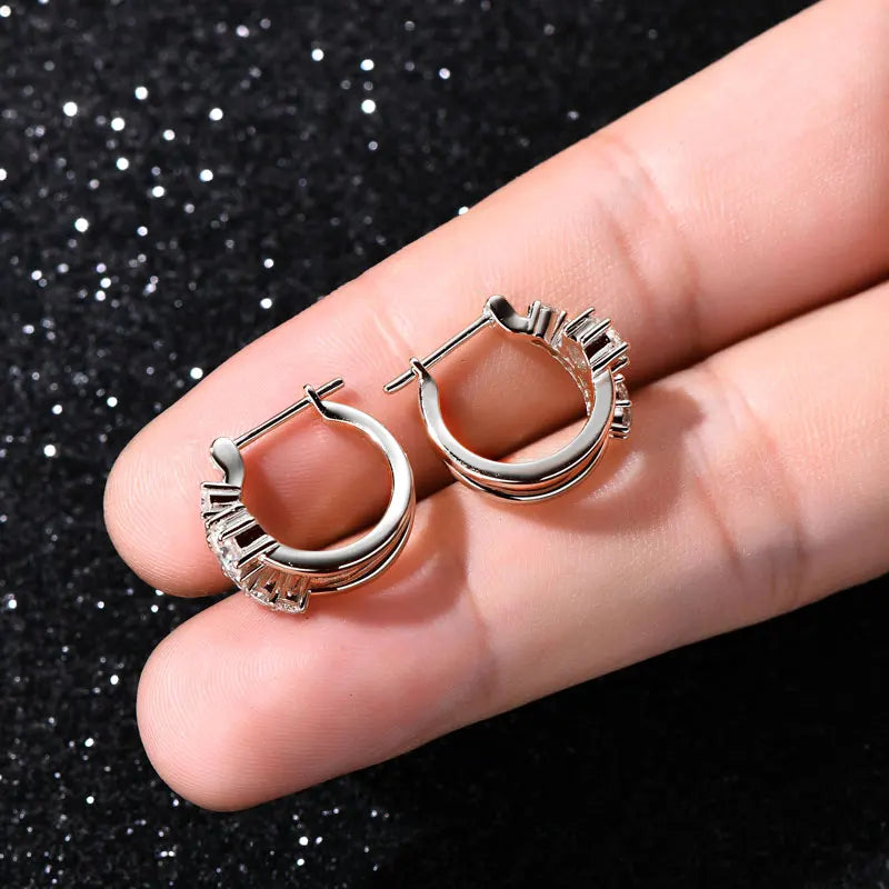 Moissanite Earring Original 925 Sterling Silver Hoop Earrings