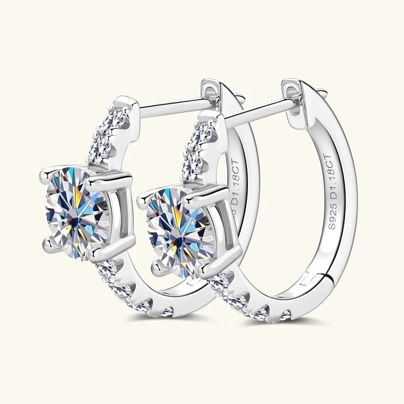 Moissanite Hoop Earring 925 Certified Silver Circle Earrings