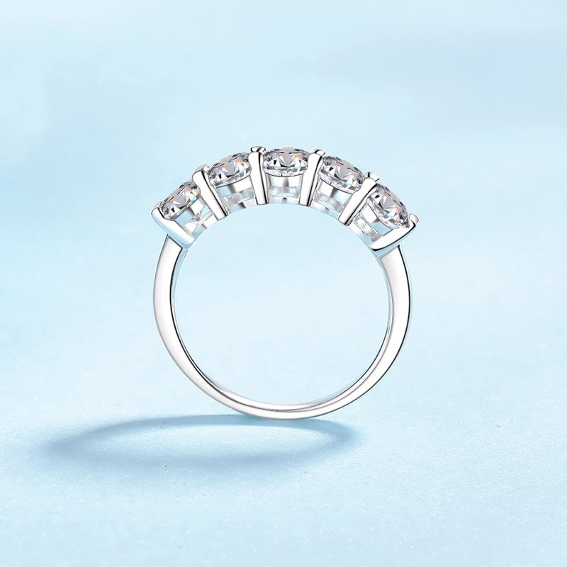 Women Engagement 18K White Gold Wedding Band 2.5CT Moissanite Diamond Girl Friend Christmas PT950 Platinum Birthday Gift Rings