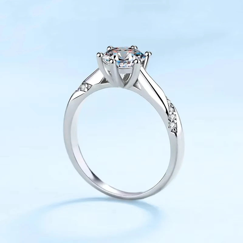 Girl PT950 Platinum Rings for Women Birthday Gift VVS1 D Color 0.5/1/2 Carat Round Moissanite Diamond Wedding Band Fine Jewelry