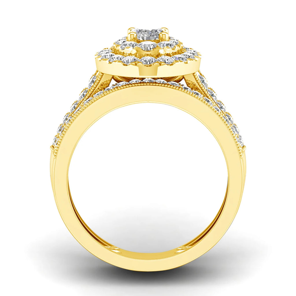 Moissanite Engagement Rings Set Bridal Jewelry 2PCS