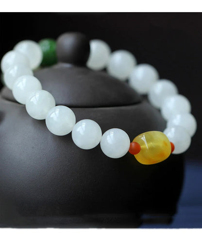 Hand String For Women Elegant Hetian White Jade Buddha Beads