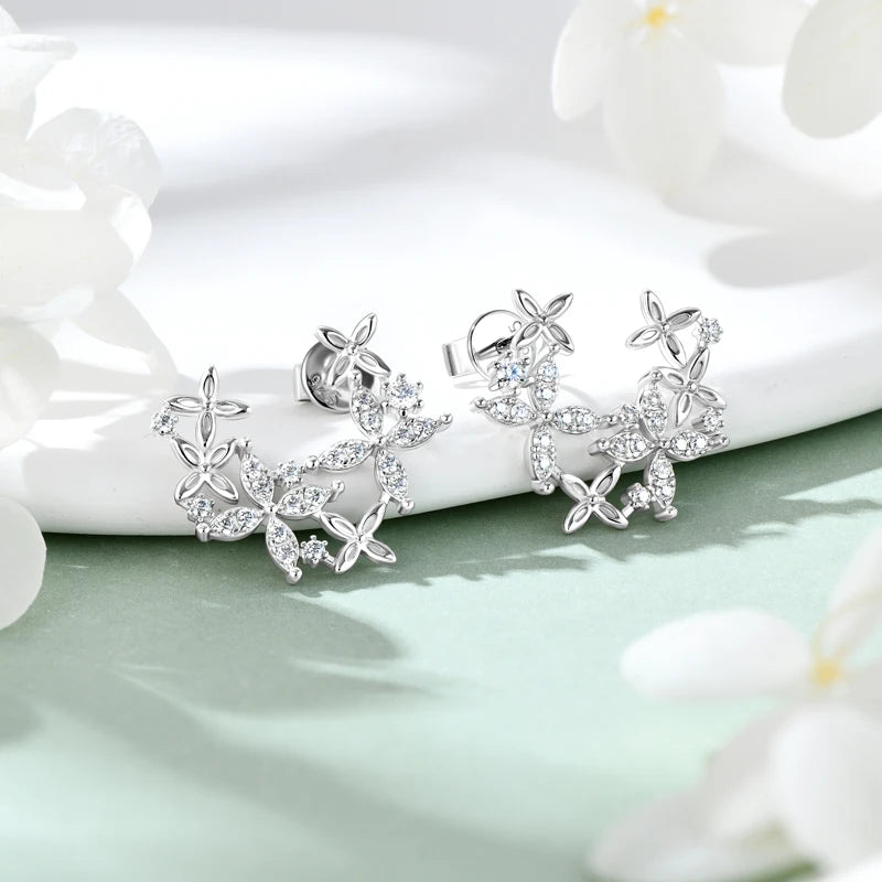 Leaf-Shape Moissanite Stud Earring Original 925 Sterling Silver Earrings