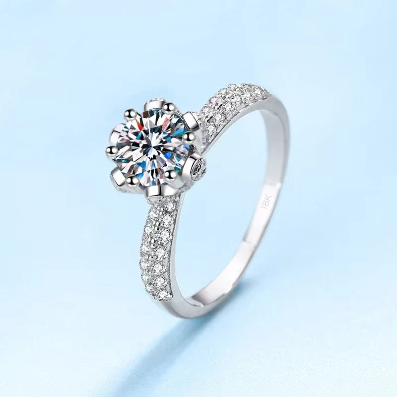 Girl Engagement 18K White Gold Valentine's Day 1/2/3CT Moissanite Diamond Wedding Band Women PT950 Platinum Birthday Gift Rings