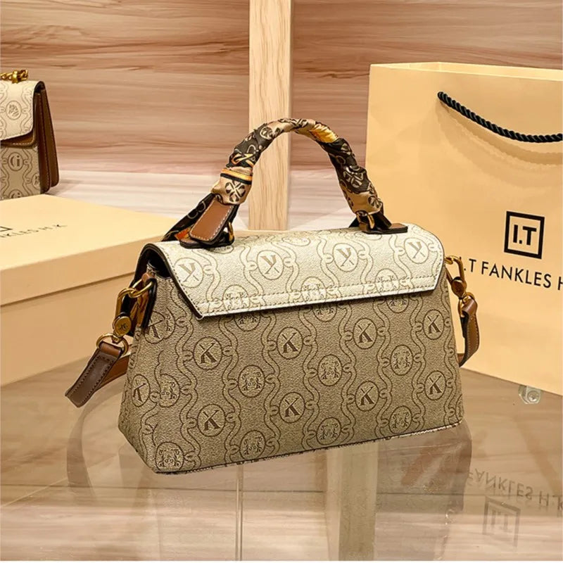 New genuine leather shoulder diagonal cross small square bag