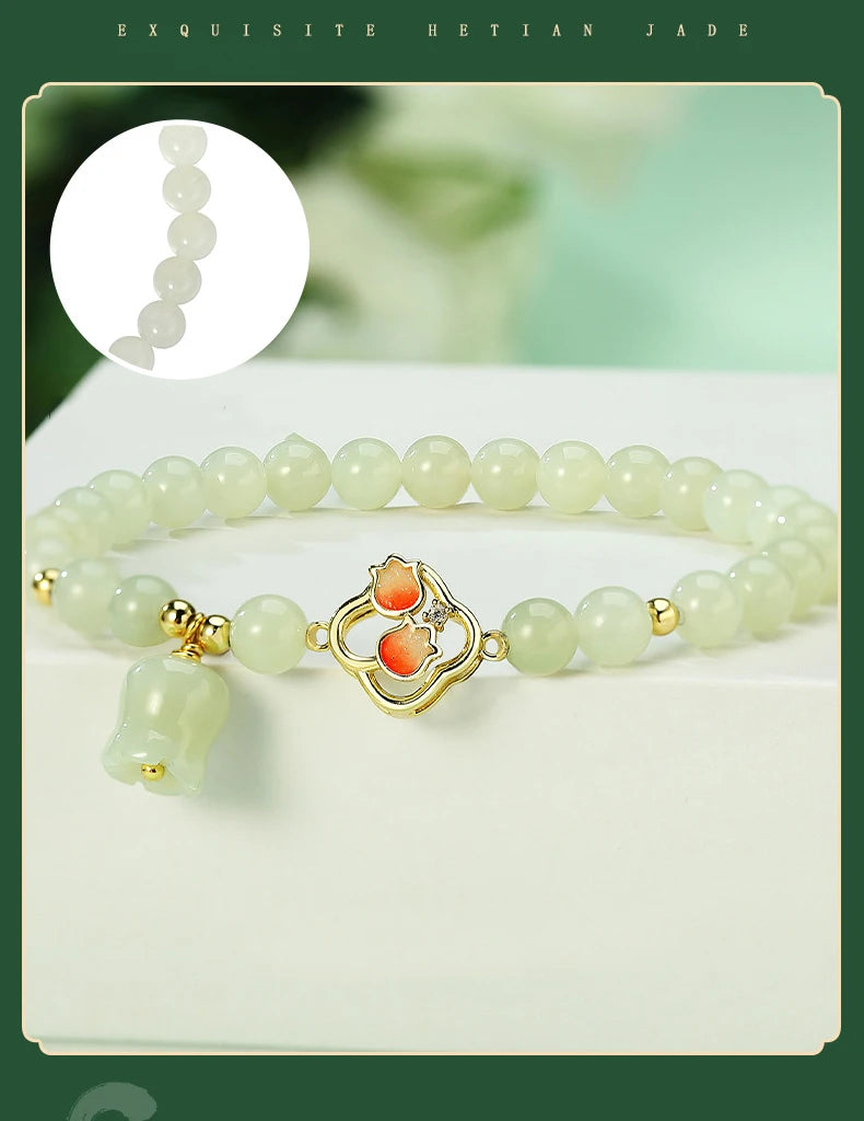 Pearl Natural Green Crystal Bracelet Good Luck Gift Women's