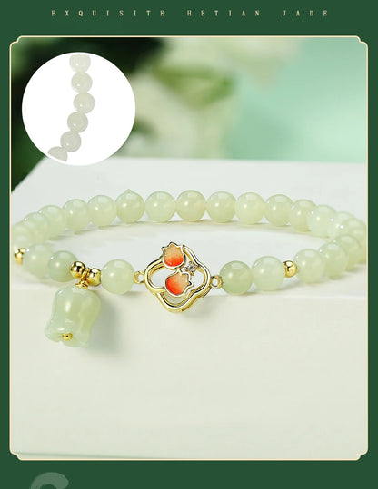 Pearl Natural Green Crystal Bracelet Good Luck Gift Women's