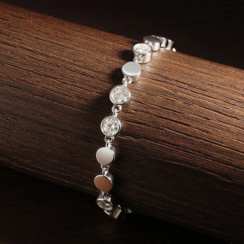 All Moissanite Tennis Bracelet 4mm 2.4ct Lab Diamond  925 Sterling Sliver D VVS