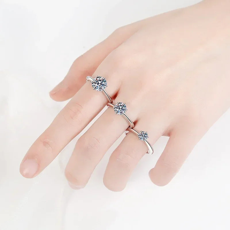 Classic Platinum Jewelry PT950 Female Rings Six Pronged 1/2/3/5carat VVS1 D Color Moissanite Diamond Best Wedding Ring for Women