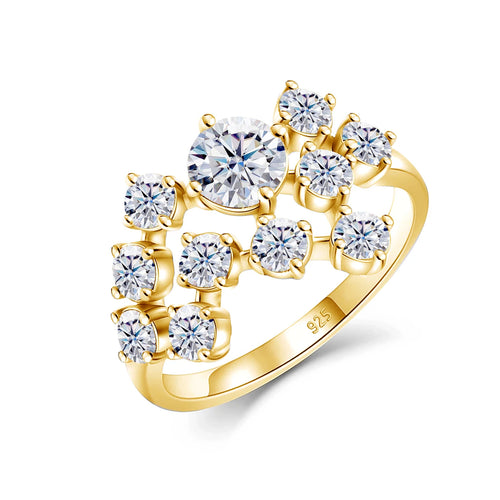 Full Moissanite Ring Woman Infinity Trend Jewelry For Engagement 1.5ct