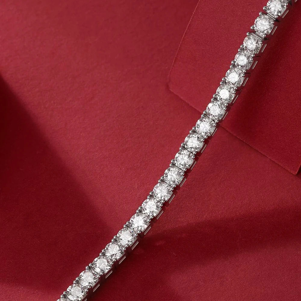 Real Moissanite 3/4/5mm Tennis Bracelet for Women Man Original 925 Sterling Silver Plated 18k Gold Diamond Bracelets with GRA