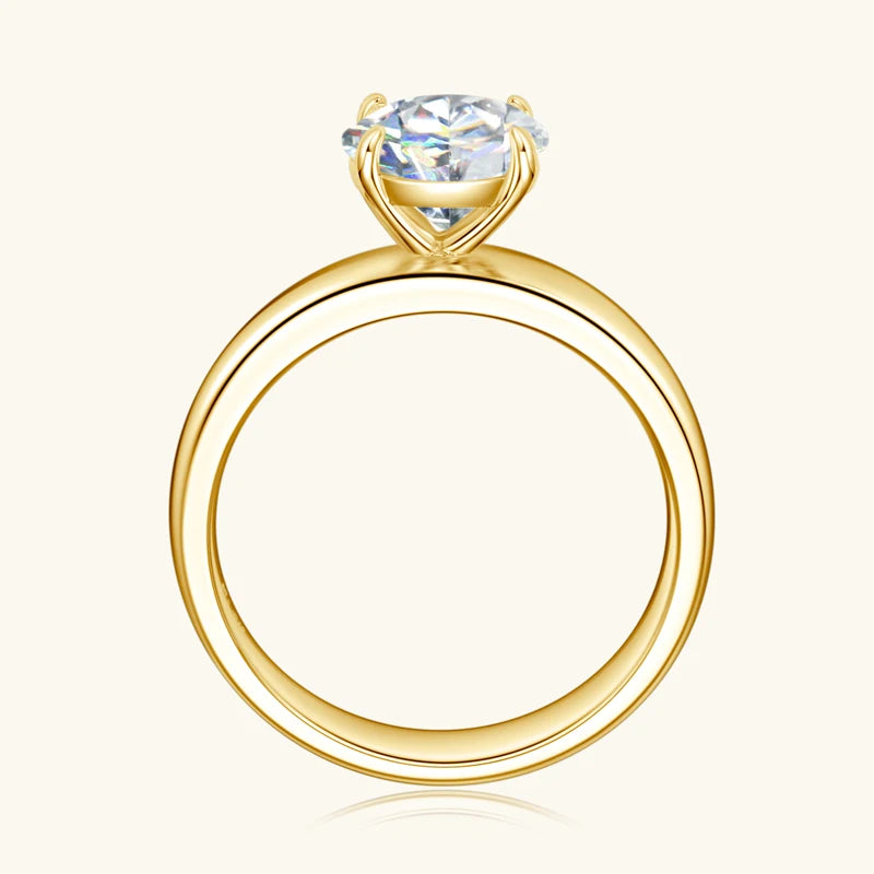 925 Sliver 2ct 8mm Moissanite Ring 18k Gold Plated