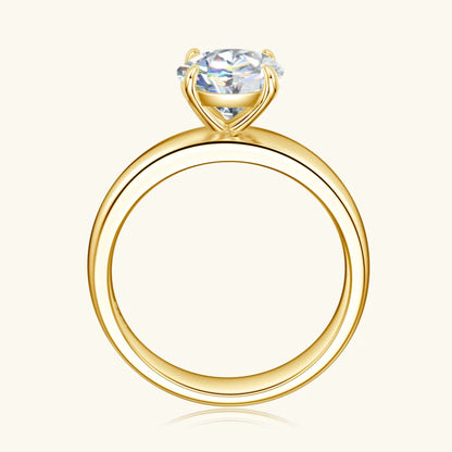 925 Sliver 2ct 8mm Moissanite Ring 18k Gold Plated