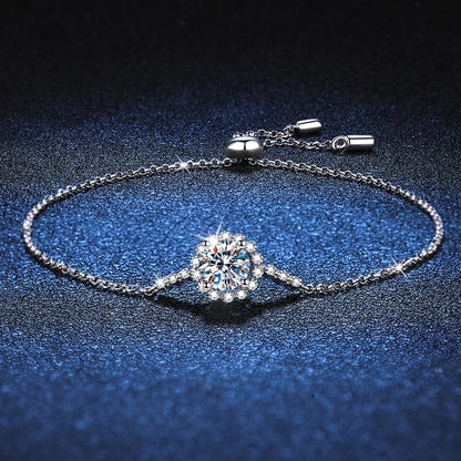 1CT  Moissanite Diamond Flower Bracelet Bangle