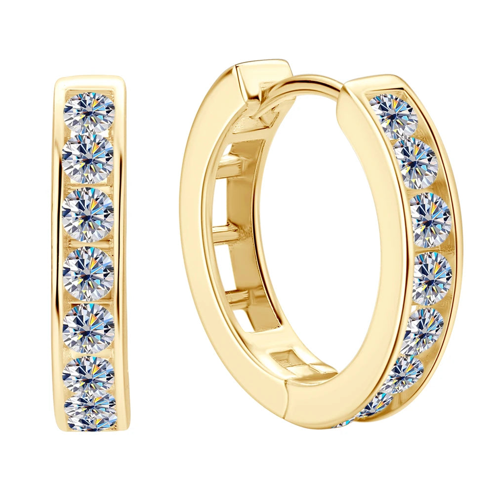Hoops 2.5mm Full Moissanite Earrings 925 Sterling Silver Earring Sparkling Lab Diamond Ear for Women Plated 18K Gold Jewelry GRA