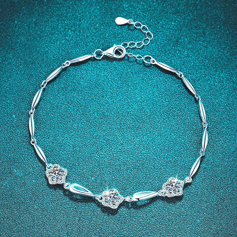 Moissanite Bracelets 1.5CTTW 18K Plated for Women Adjustable 16+3cm Chain 100% 925 Sterling Silver Jewelry GRA