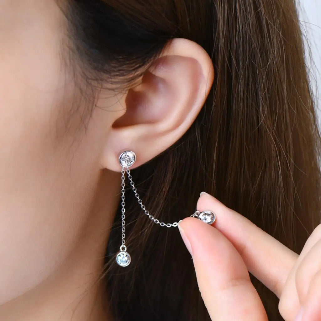 Full Moissanite Dangle Earrings 100% 925 Silver Original Certified Diamond Long Tassel Drop Earring For Women Jewelry Trend