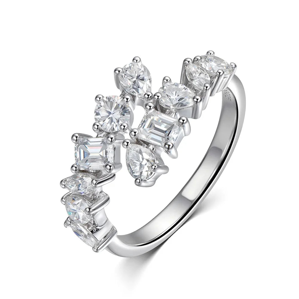 2.6cttw Special Shape Cut D Color Moissanite Rings for Women S925 Sterling Silver Plated 18K