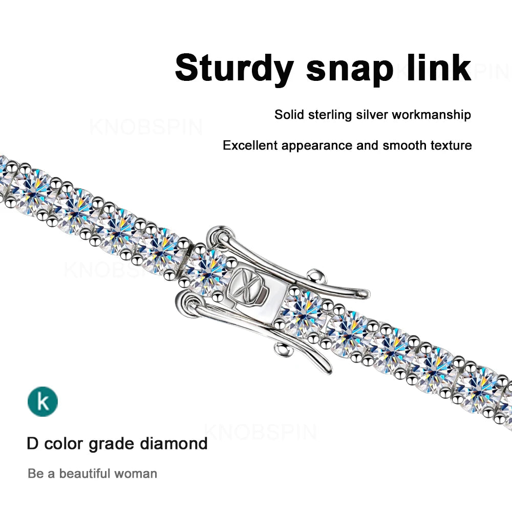 Moissanite Tennis Bracelet Full Diamond GRA 925 Silver Plated 18k Wedding Party Jewelry Bracelets for Women Man 3mm 4mm