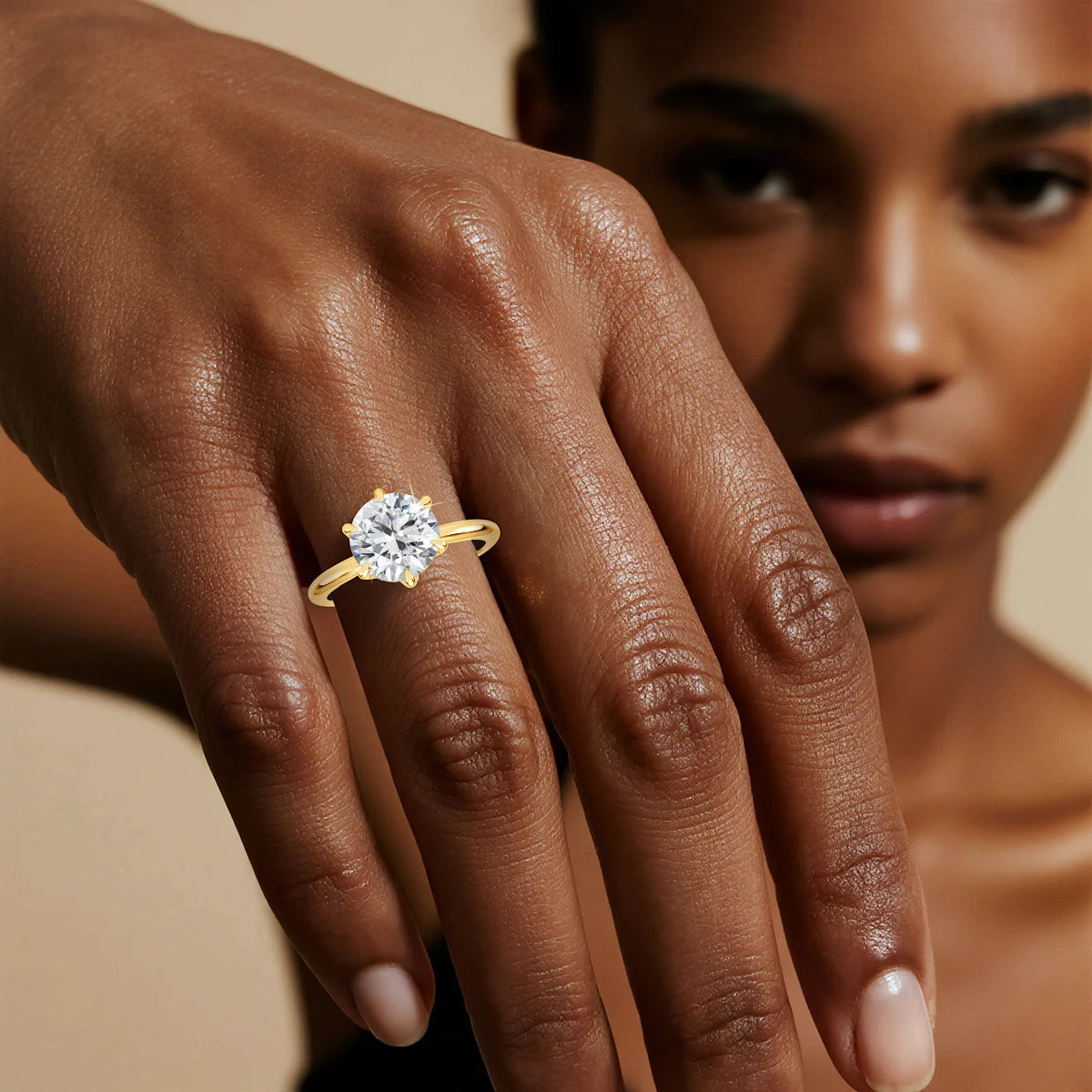 Gold Moissanite Ring Engagement Jewelry Promise Wedding Certified 14k
