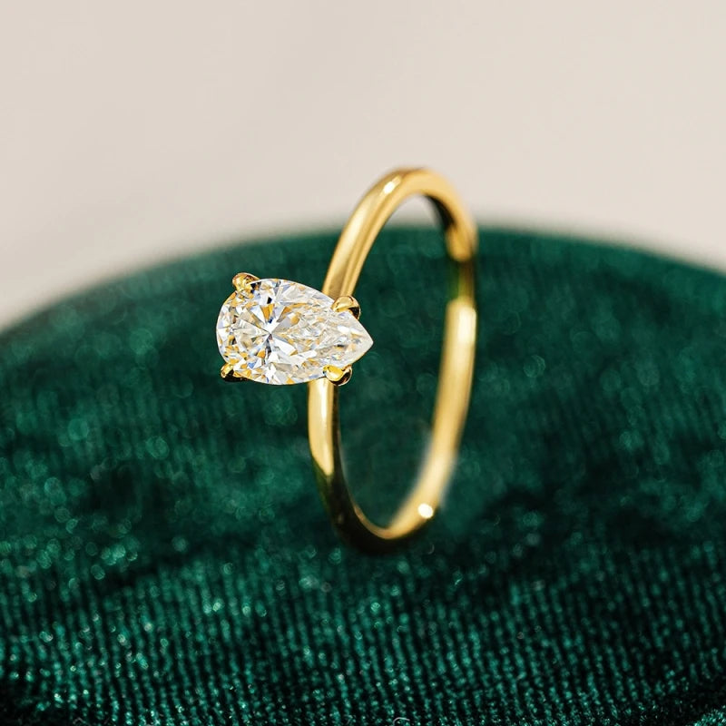 Women Engagement 18K Gold Wedding Band 1/2CT Moissanite Diamond Daughter Birthday Family Christmas Gift Lover Valentine's Day