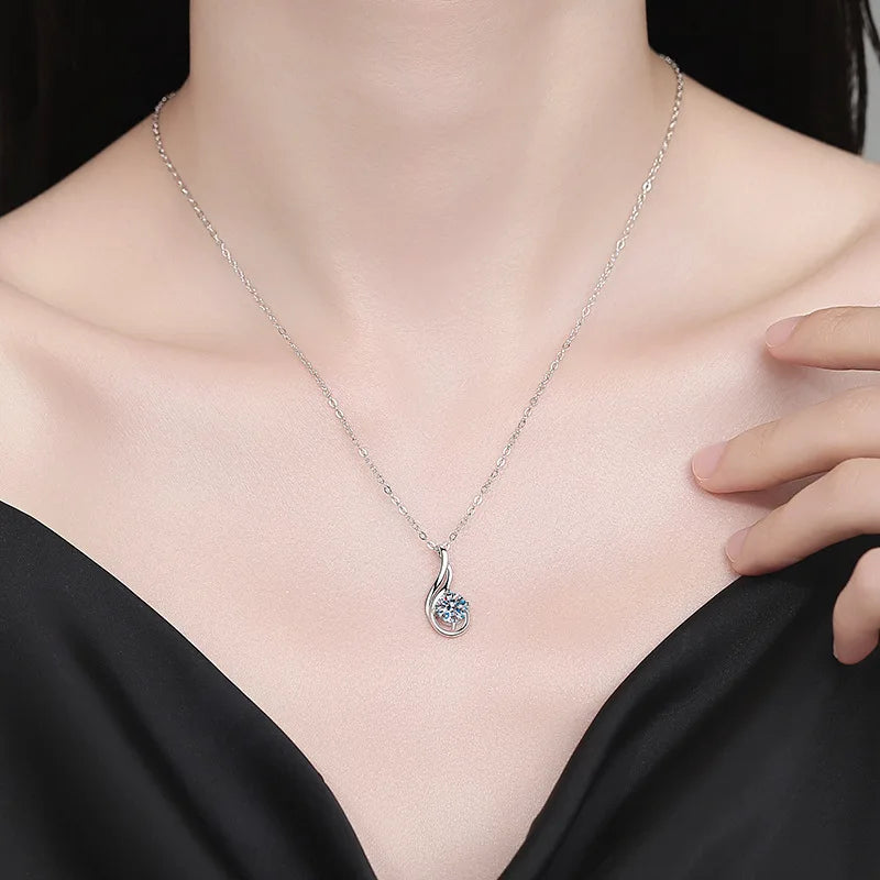 Infinity Note Necklace PT950 1Ct Japanese-Korean Minimalist Water Drop Pendant Hypoallergenic Platinum Jewelry Gift