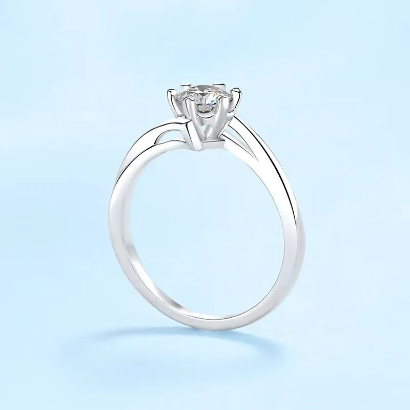 Women Engagement Rings 18K White Gold Wedding Band VVS 1 D Color 0.3/0.5CT Moissanite Diamond PT950 Platinum Girl Birthday Gift